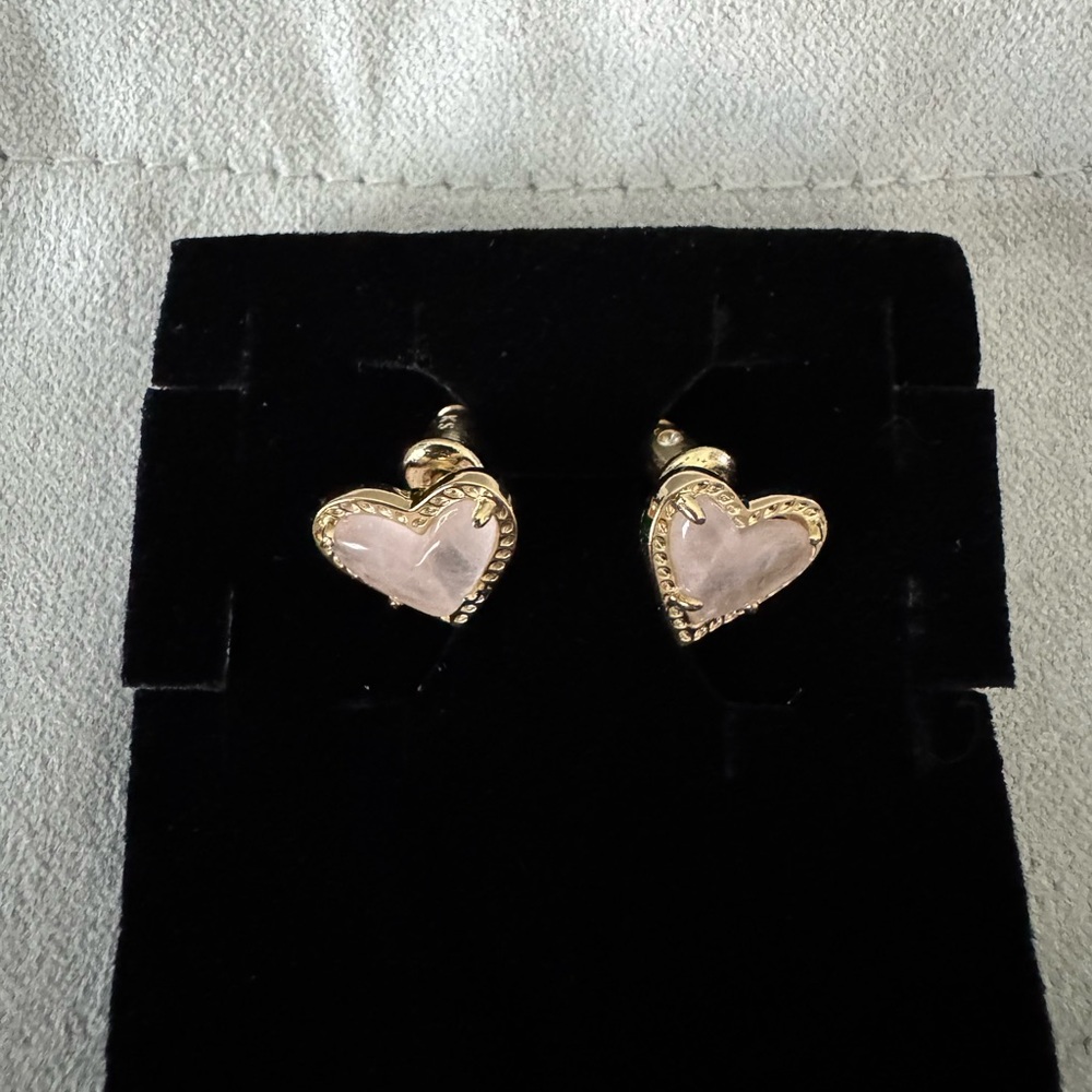 Gold and Pink Heart Earrings